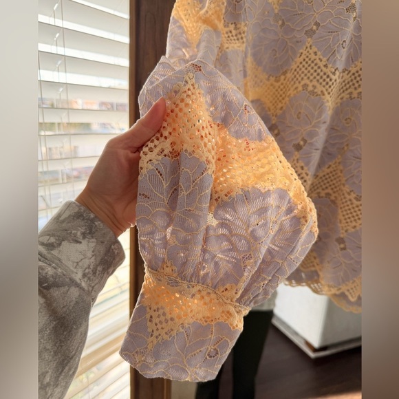 Anthropologie Dolan Left Coast Lace Mock Neck Blouse - Picture 5 of 7